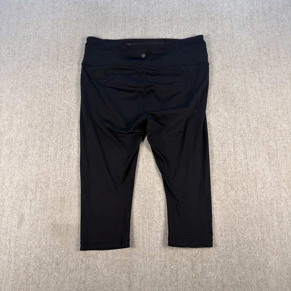 Athleta‎ Leggings Sz LG Accelerate Crop Pantalon 3/4 Tight Black Stash Pocket